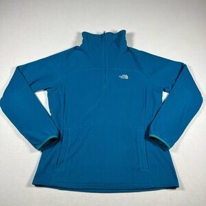 The North Face Fleece 1/4 Zip Pullover Sweater Turquoise Blue Women Size Medium